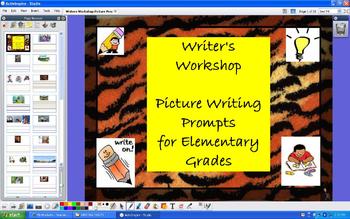 Preview of Writer's Workshop 30 Picture Prompts - grades K-5 - ActivInspire Flipchart