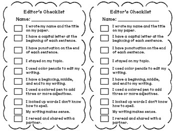 Revising and Editing Checklist for Writer's Workshop by Third Grade Circus