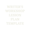 Writer's Workshop Lesson Plan Template