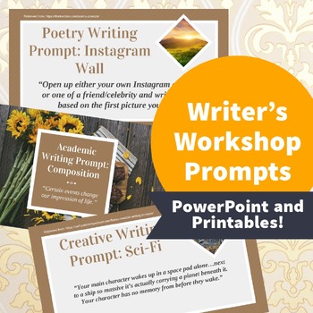 Preview of Writers' Workshop Prompts (Printable & Powerpoint)