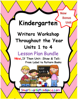Preview of Writers Workshop Units 1–4 Yearly Lesson Plan Bundle Kindergarten, & Bonus Unit