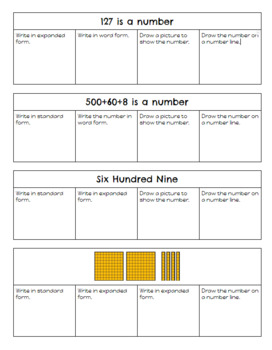 Preview of Writing 3-Digit Numbers in Different Ways