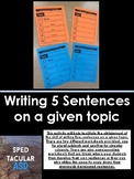 Writing 5 Sentences on a given topic