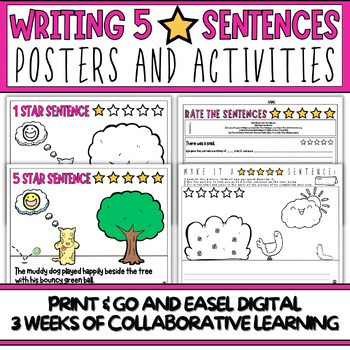 Preview of Writing 5 Star Sentences Posters and Activities
