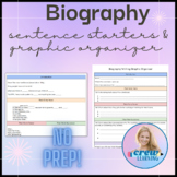 NO PREP Biography Writing | Graphic Organizer | Sentence Stems