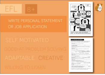 Preview of Writing A Personal Statement Or Job Application (EFL Work Pack) 8+