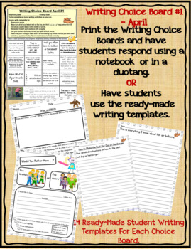 Preview of APRIL Writing Prompts With Activity Practice Pages/Graphic Organizers