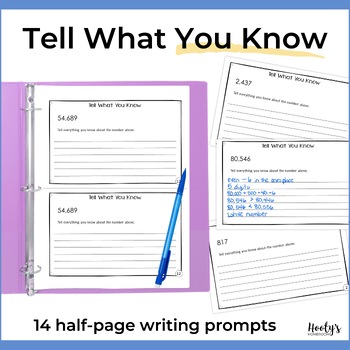 3rd Grade Place Value Math Journal Prompts by Hooty's Homeroom | TPT