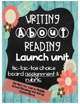 Preview of Writing About Reading Tic-Tac-Toe Choice Board Assignment & Rubric - Launch Unit