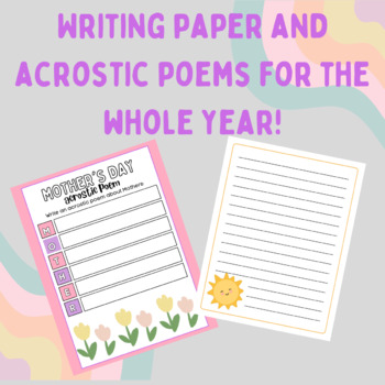 Preview of Writing/Acrostic Poems for the whole year!