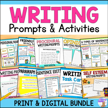 Writing Prompts - Procedural, Opinion, Narrative, Paragraph Writing Bundle