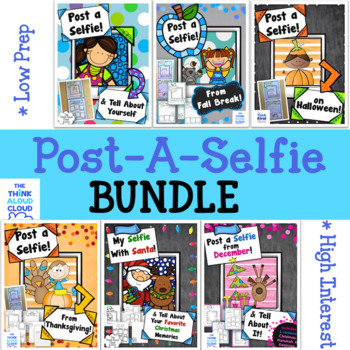 Preview of Writing Activities ~ Post a Selfie! Thru the Year BUNDLE-Set 1