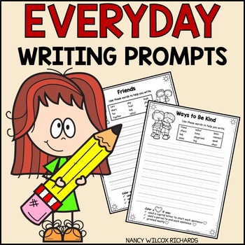 Preview of Writing Prompts for Beginning Writers with Rubrics Distance Learning