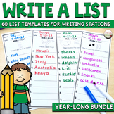 Writing Activities for Writing Centers List Writing Activity BUNDLE