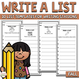 Writing Activities for Writing Centers List Writing Activity Fall