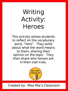 Preview of Writing Activity:  Opinion about Heroes