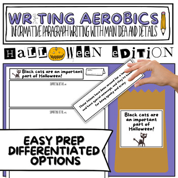 Preview of Writing Aerobics-Informational Paragraphs w/ Main Idea & Details-Halloween