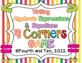 Writing Algebraic Equations and Expressions Four Corners Game