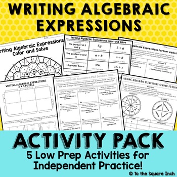 Preview of Writing Algebraic Expressions Activities - Game, Puzzle, Spinners and More