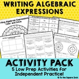 Writing Algebraic Expressions Activities - Game, Puzzle, S