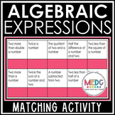 Writing Algebraic Expressions Activity