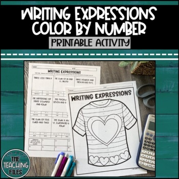 Preview of Writing Algebraic Expressions Color By Number Valentines Day