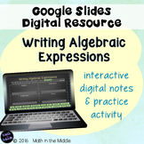 Writing Algebraic Expressions Digital Notes & Practice - D