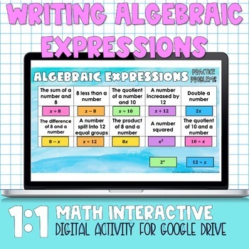 Preview of Writing Algebraic Expressions Digital Practice Activity