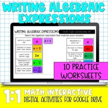 Preview of Writing Algebraic Expressions Digital Practice Activity