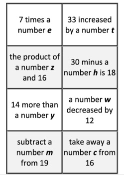 Preview of Writing Algebraic Expressions Equations QUIZ QUIZ TRADE Cooperative Learning