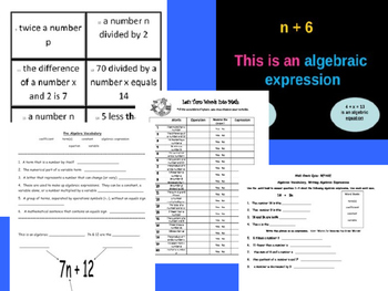 Preview of Writing Algebraic Expressions & Equations Step-by-Step BUNDLE