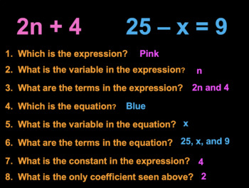 Preview of Writing Algebraic Expressions & Equations Step-by-Step PowerPoint