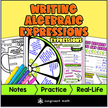 Preview of Writing Algebraic Expressions Guided Notes with Doodles | Sketch Graphic Notes