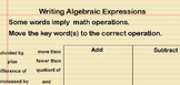 Writing Algebraic Expressions Lesson Presentation