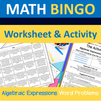 Preview of Math Bingo | Writing Algebraic Expressions | Worksheet & Activity