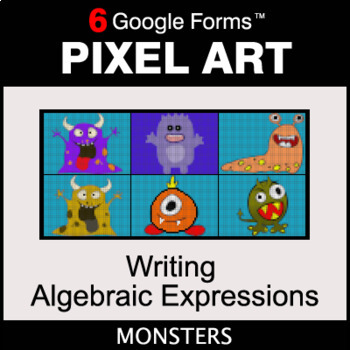 Preview of Writing Algebraic Expressions - Pixel Art Math | Google Forms