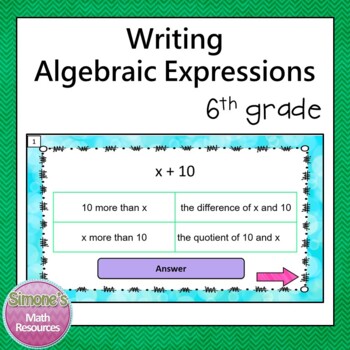 Preview of Writing Algebraic Expressions Presentation 6.EE.2a