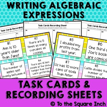 Preview of Writing Algebraic Expressions Task Cards | Math Center Practice Activity