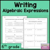 Writing Algebraic Expressions Worksheets 6th Grade 6.EE.2a