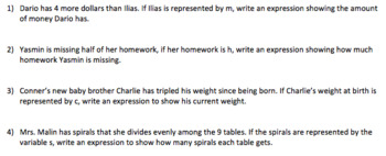 Preview of Writing Algebraic Expressions from Word Problems