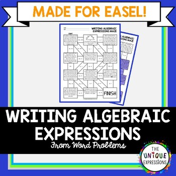 Preview of Writing Algebraic Expressions from Word Problems Maze