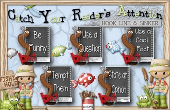 Preview of Writing Anchor Chart - Catch Your Reader . . . Hook, Line and Sinker
