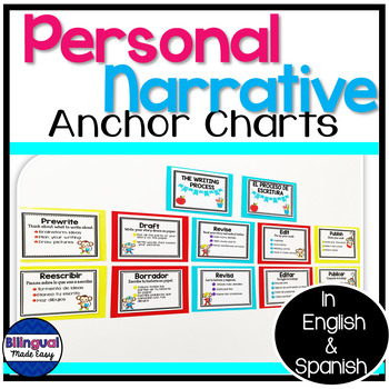 Preview of Bilingual Writing Anchor Chart Posters Personal Narrative In English and Spanish