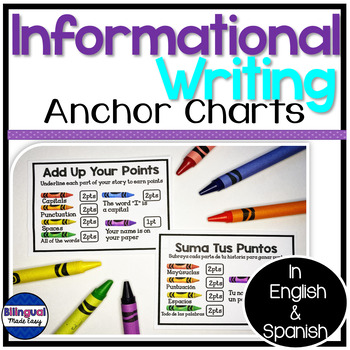 Preview of Writing Anchor Chart Posters in English & Spanish: Informational Writing