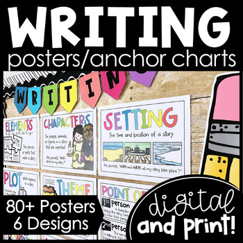 Preview of Writing Anchor Charts - Print & Digital - Opinion, Informative, Narrative