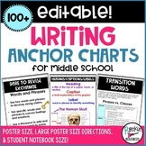 Writing Anchor Charts for Middle School- Student Notebook 