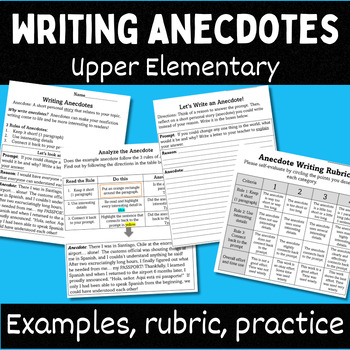 Preview of Writing Anecdotes: Teaching kids to use anecdotes in their writing
