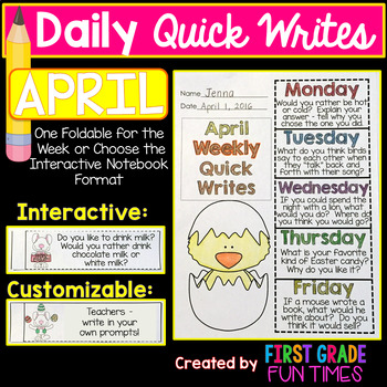Preview of Spring Activities Writing Prompts - Quick Writes for April