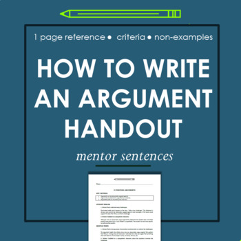 Preview of Writing Arguments with Examples & Mentor Sentences