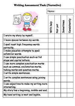 Preview of Writing Assessment Rubric Narrative